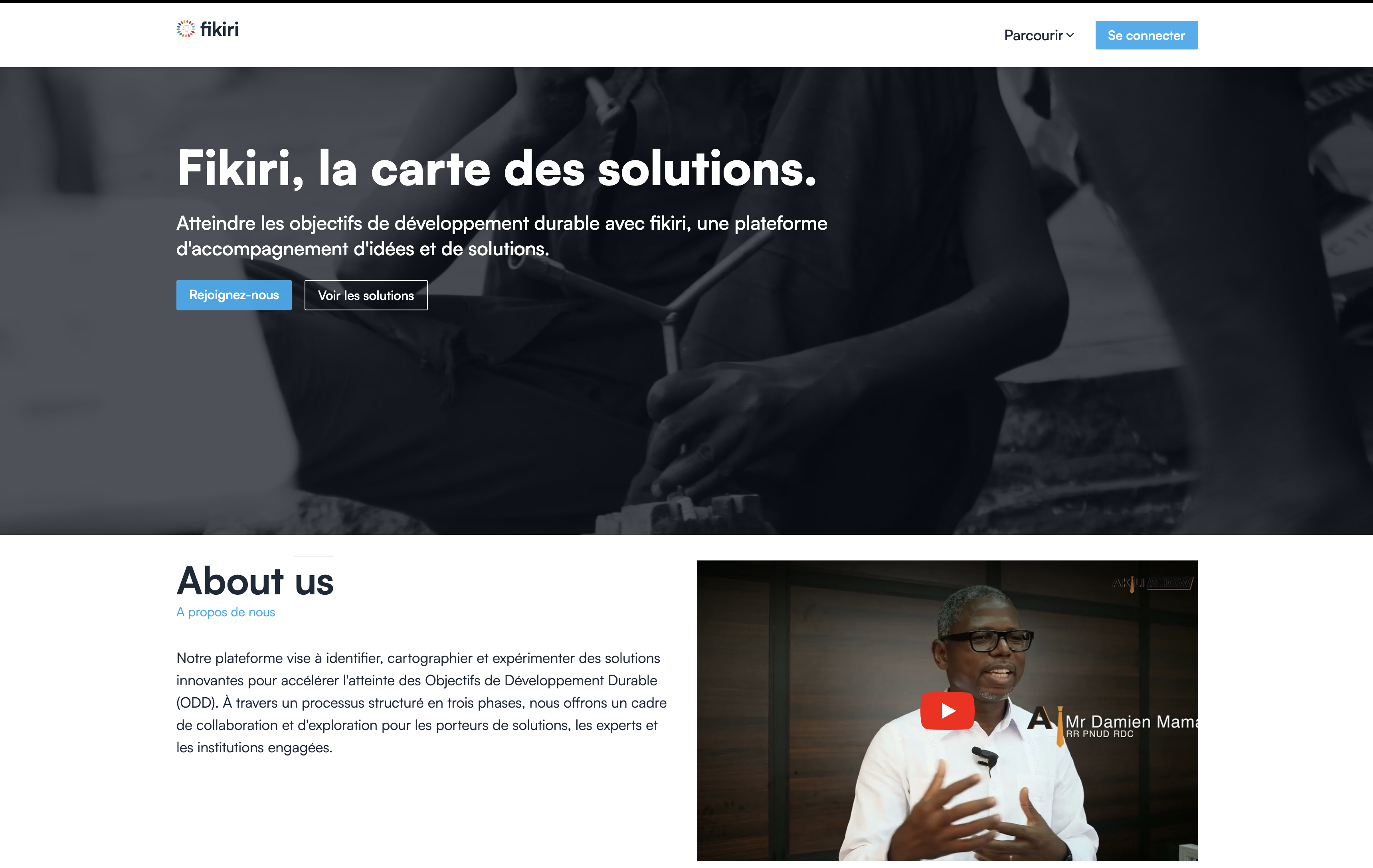 Conceptual dashboard for the Fikiri innovation platform